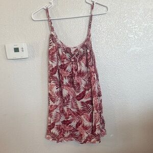 Xhilaration Red Pink and White Tropical Leaf Swim Coverup
